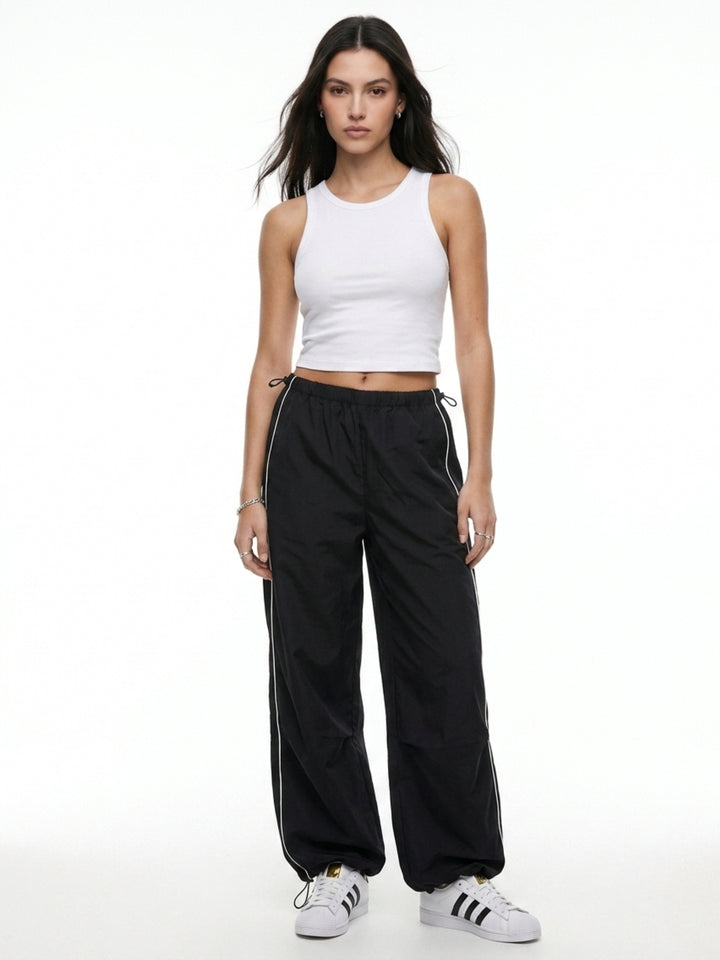 Black Colour Blocked Wide Leg Pant