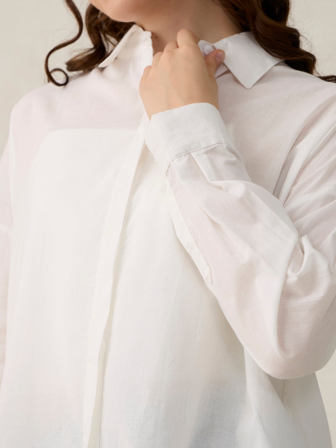 White Solid Oversized Shirt