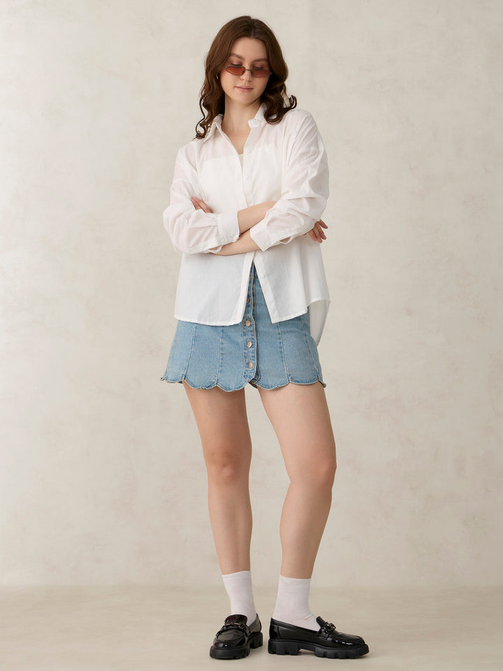 White Solid Oversized Shirt