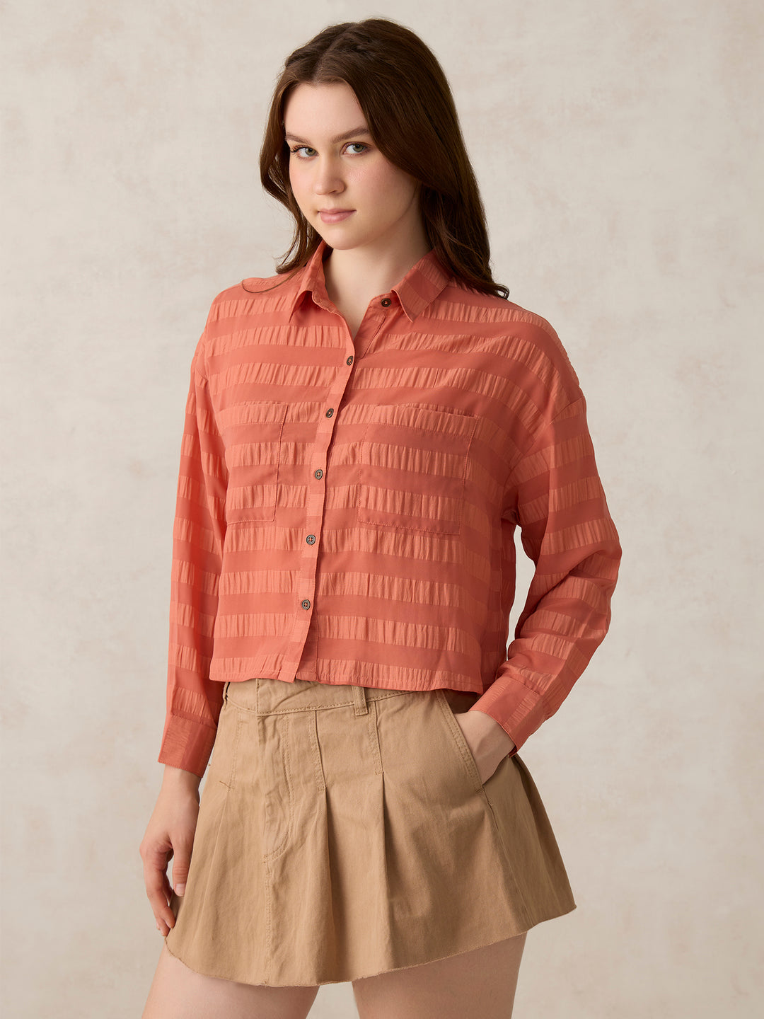 Coral Self Design Shirt