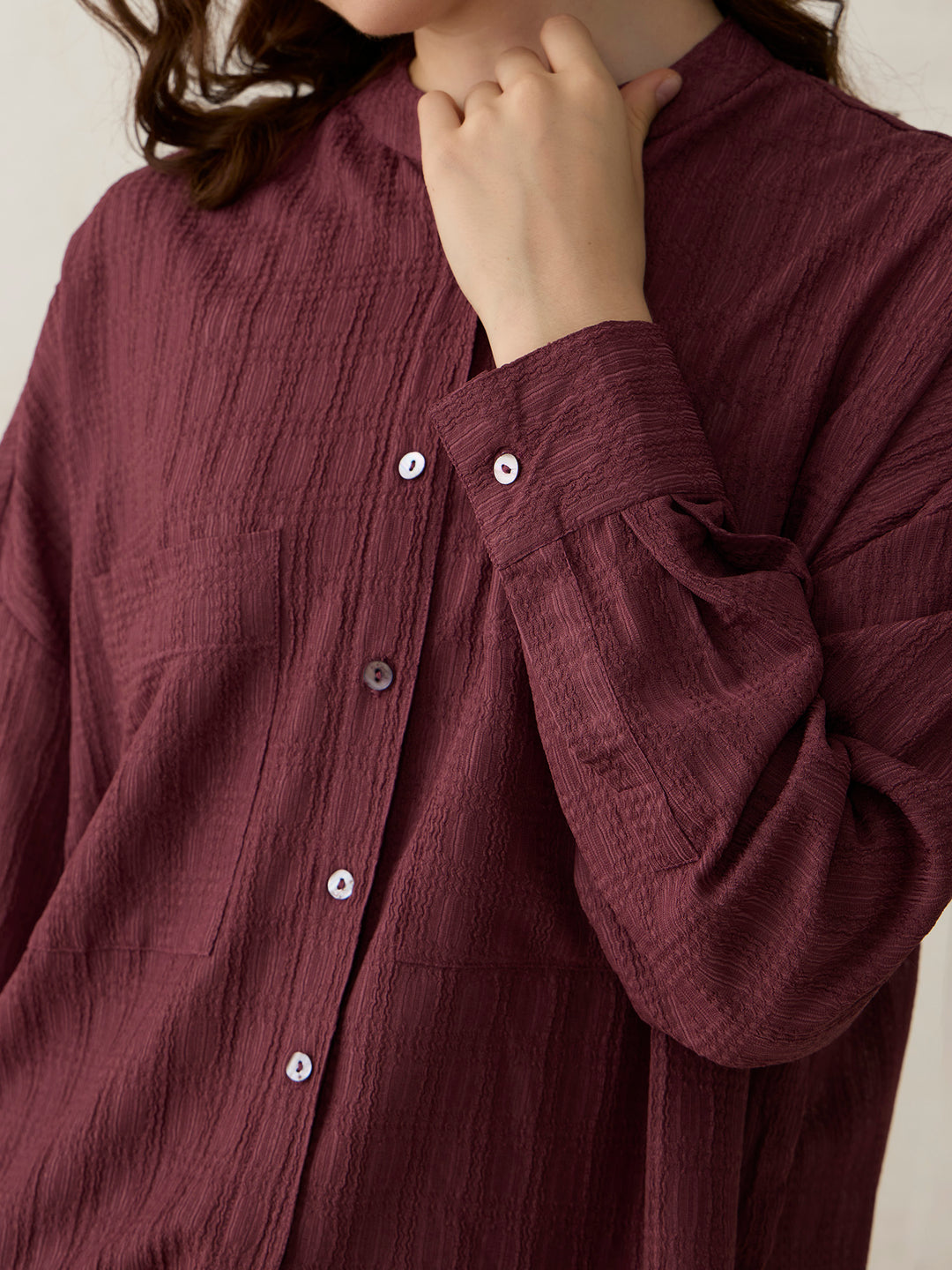 Dark Pink Textured Solid Shirt