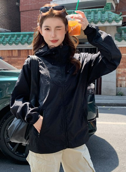 Black Zip -Up Regular Fit Jacket