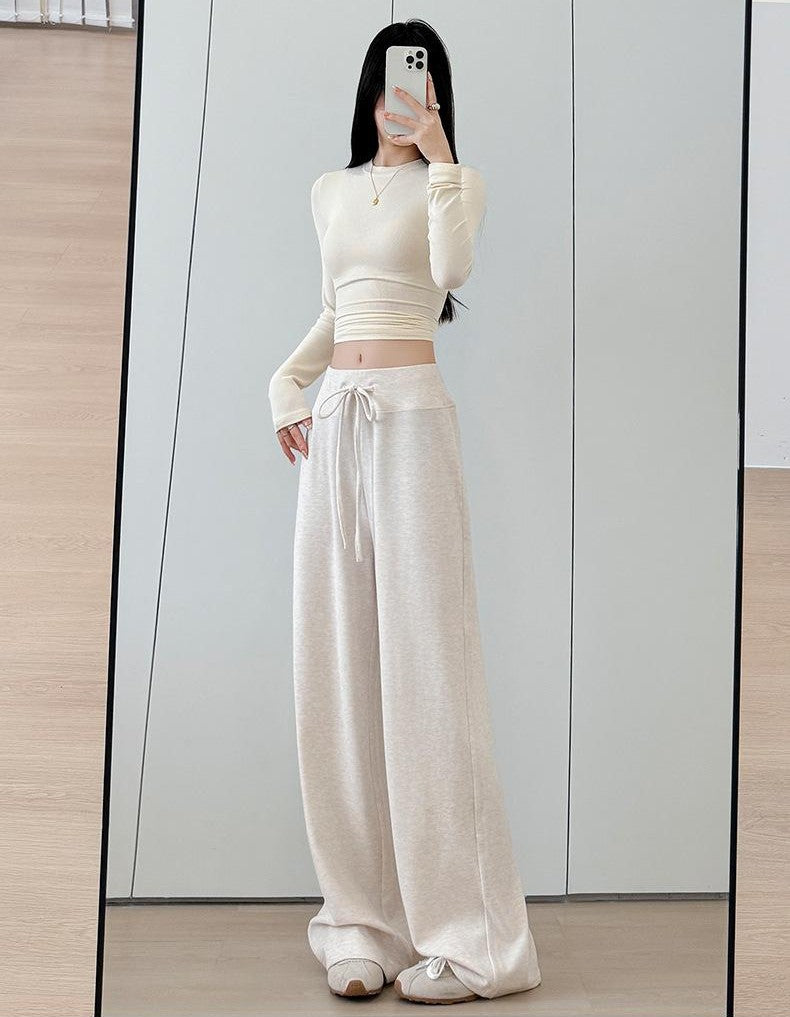 White Baggy Fit Drawstring Joggers