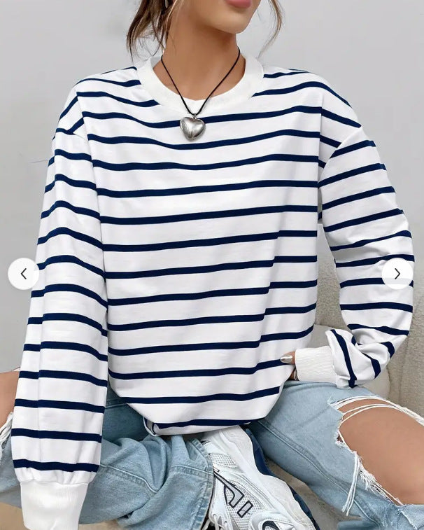 White Striped Boxy Sweatshirt