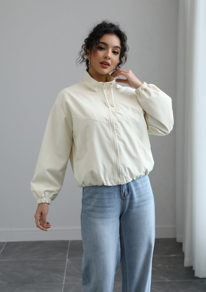 Off-white Solid Cuffed Jacket