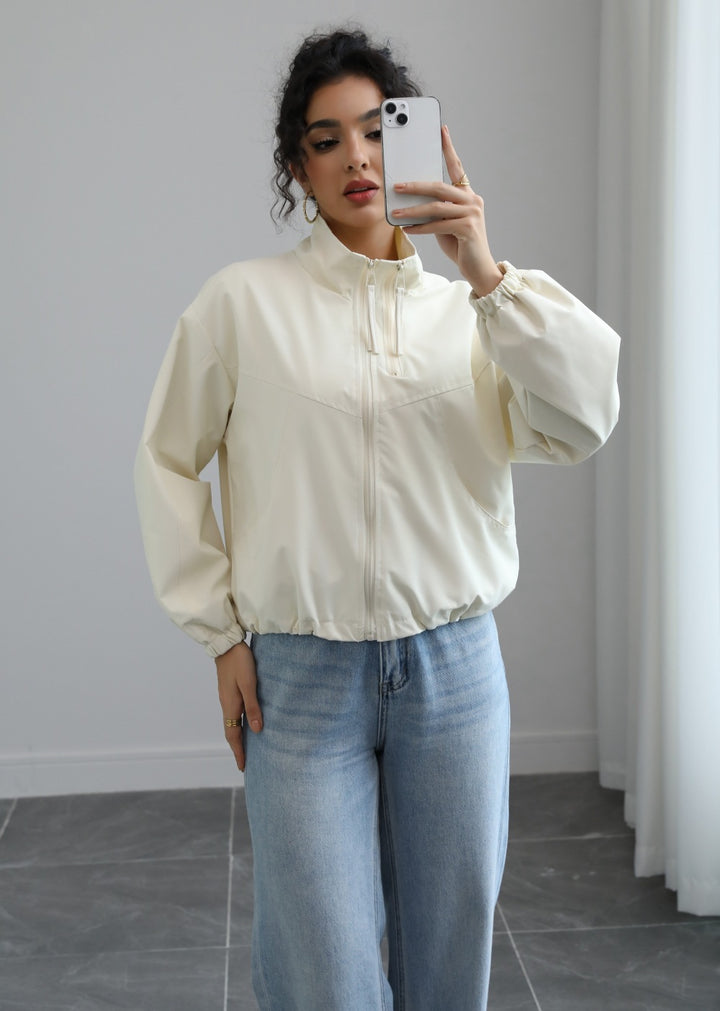 Off-white Solid Cuffed Jacket