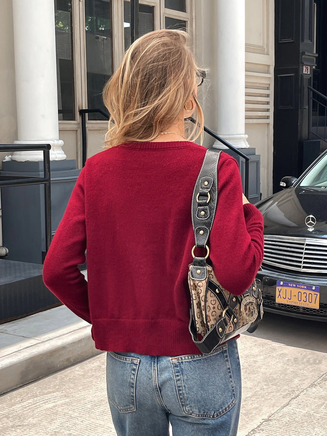 Wine Full Sleeve Front Buttoned Cardigan