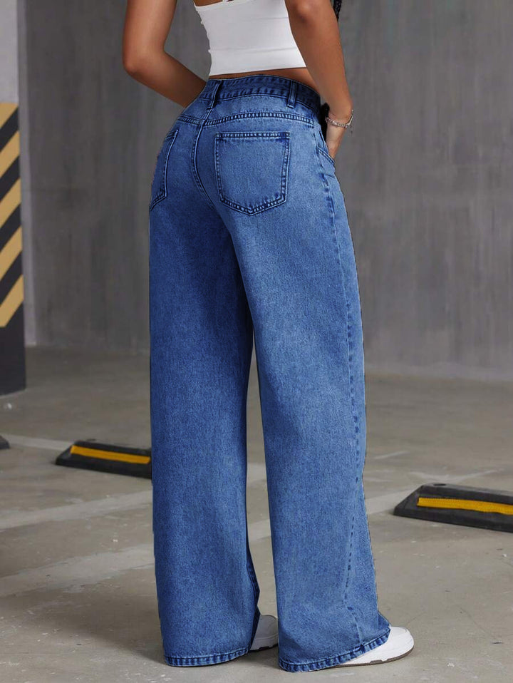 Blue High Waist Distressed Denim