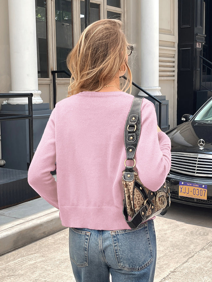 Pink Full Sleeve Front Buttoned Cardigan
