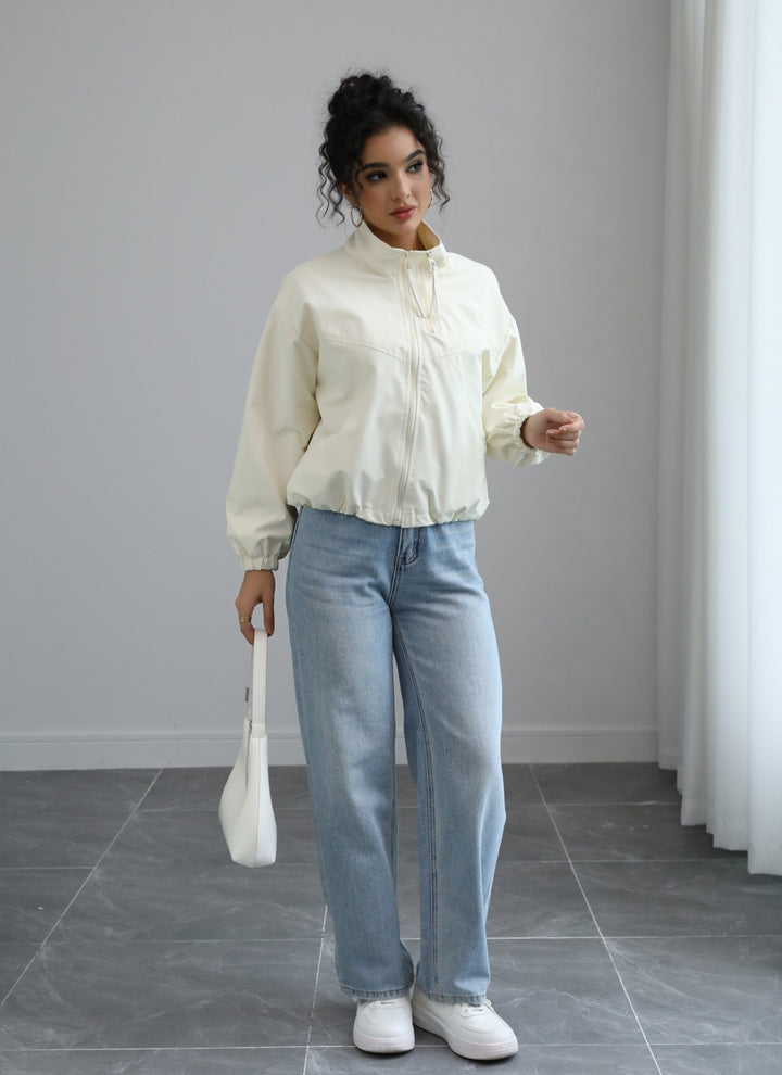 Off-white Solid Cuffed Jacket