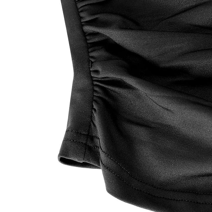 Black One Shoulder Neck Wrap Top