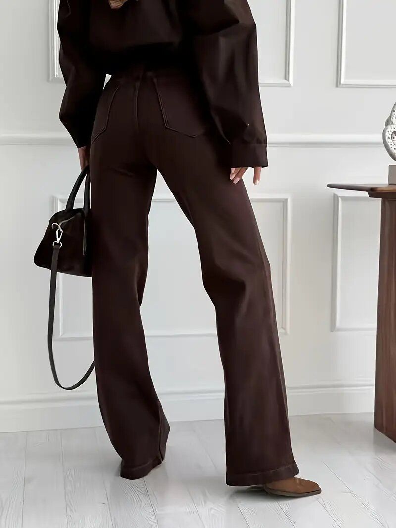 Brown High Waist Straight Fit Jeans