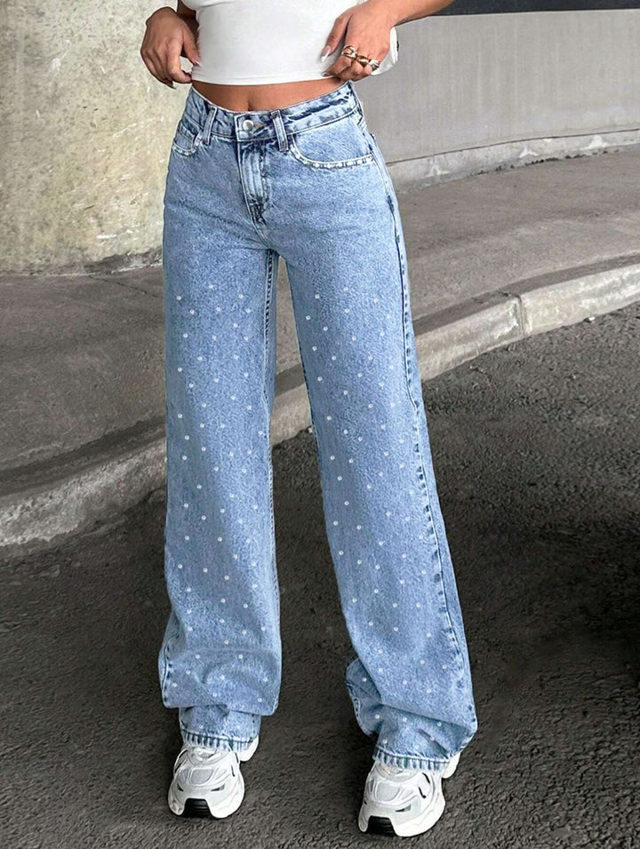 Blue Studded Denim Jeans
