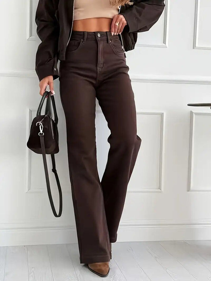 Brown High Waist Straight Fit Jeans
