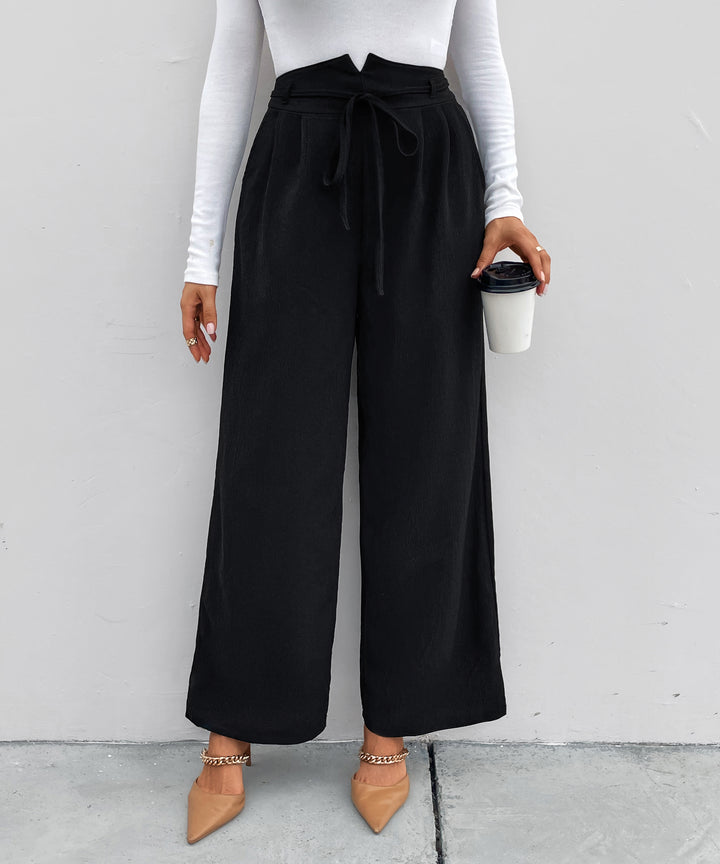 Black High Waist Waist Detail Pant