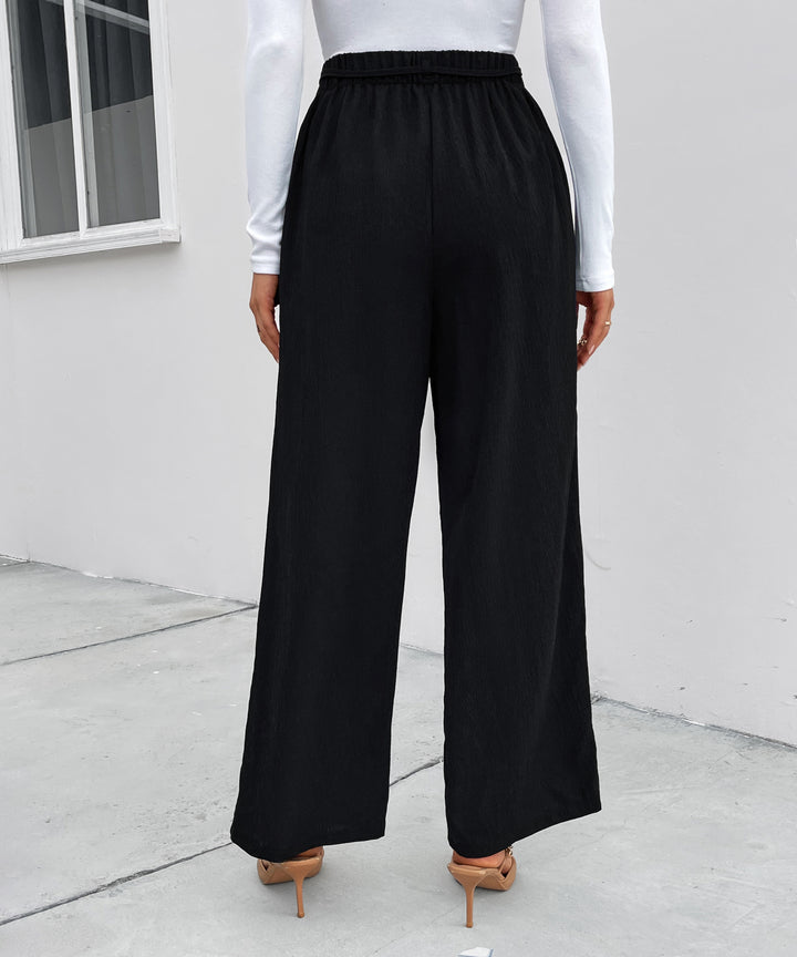 Black High Waist Waist Detail Pant