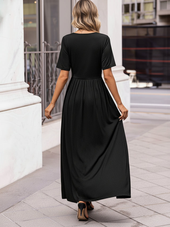 Black Shoulder Strap Slit Dress