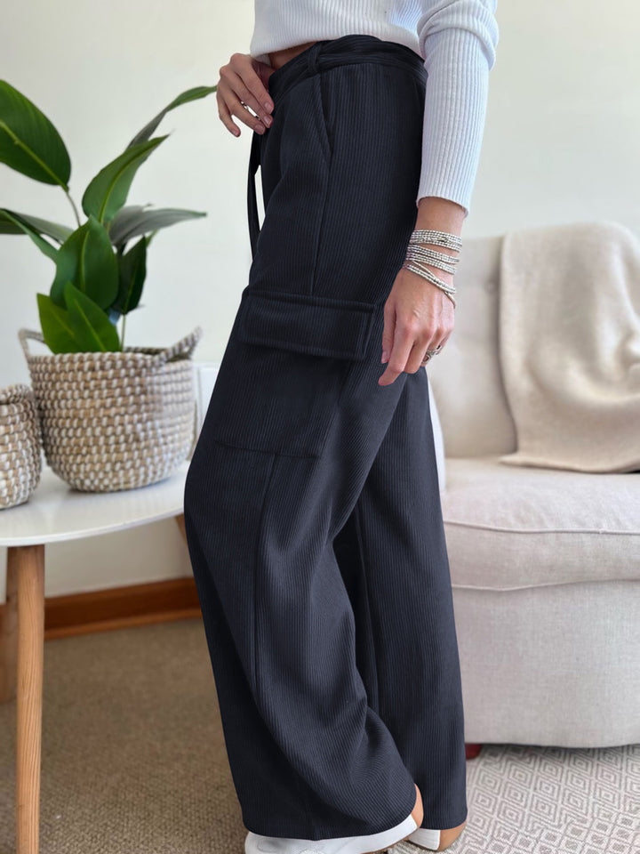 Black High Waist Double Pocket Pant