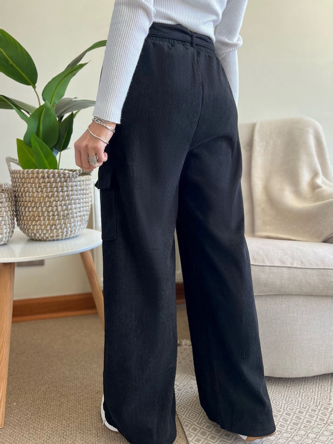 Black High Waist Double Pocket Pant