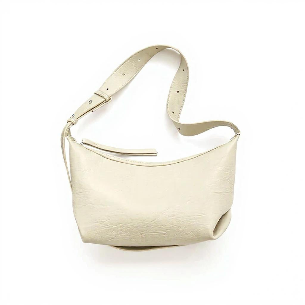White Solid Hobo Bag