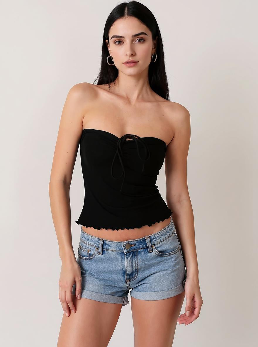 Black Strapless Sweetheart Corset Top