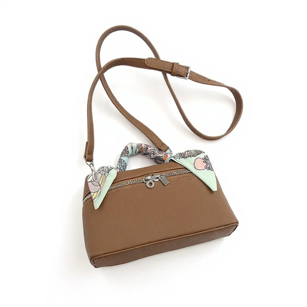 Brown Structured Hand Held Bag