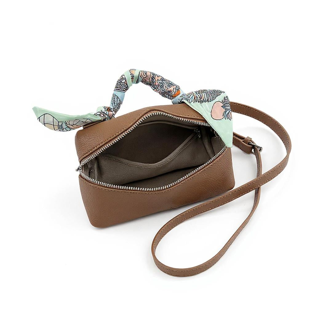 Brown Structured Hand Held Bag