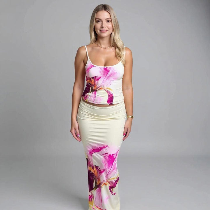 Multi Top And Skirt Co-Ord Set