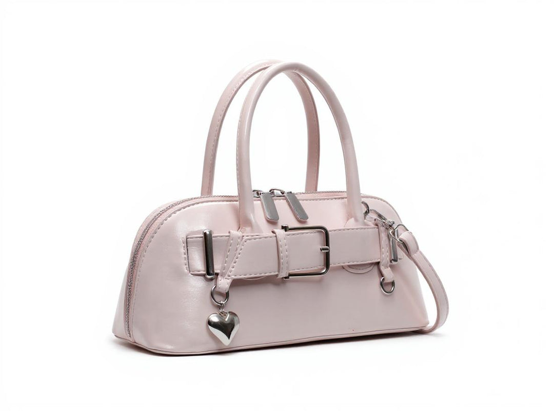 Pink Buckle Belted Hand Bag