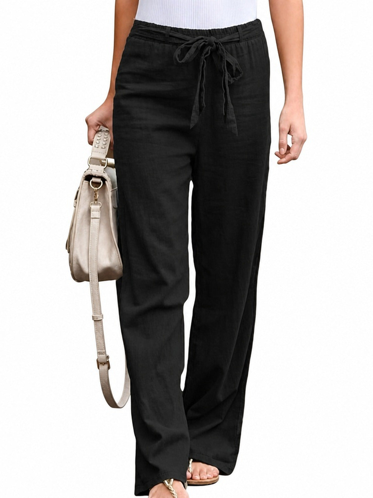 Black Regular Fit Cotton Pants